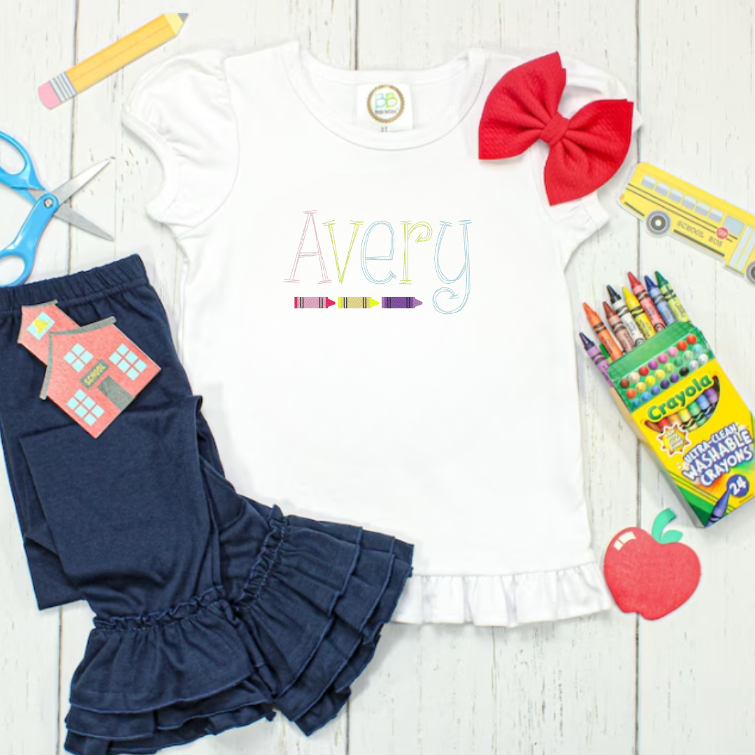 Embroidered Name with Crayons