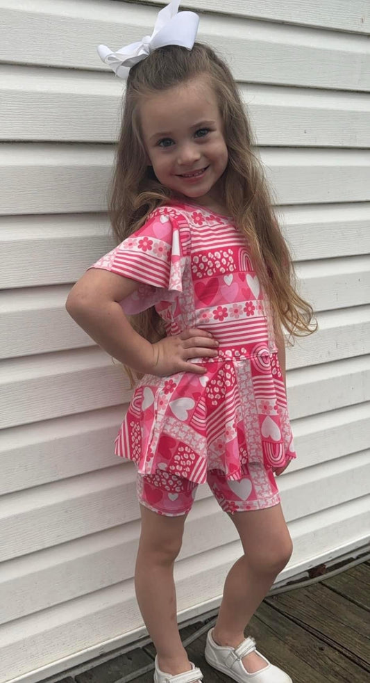 Alivia Peplum & Bike Shorts Set