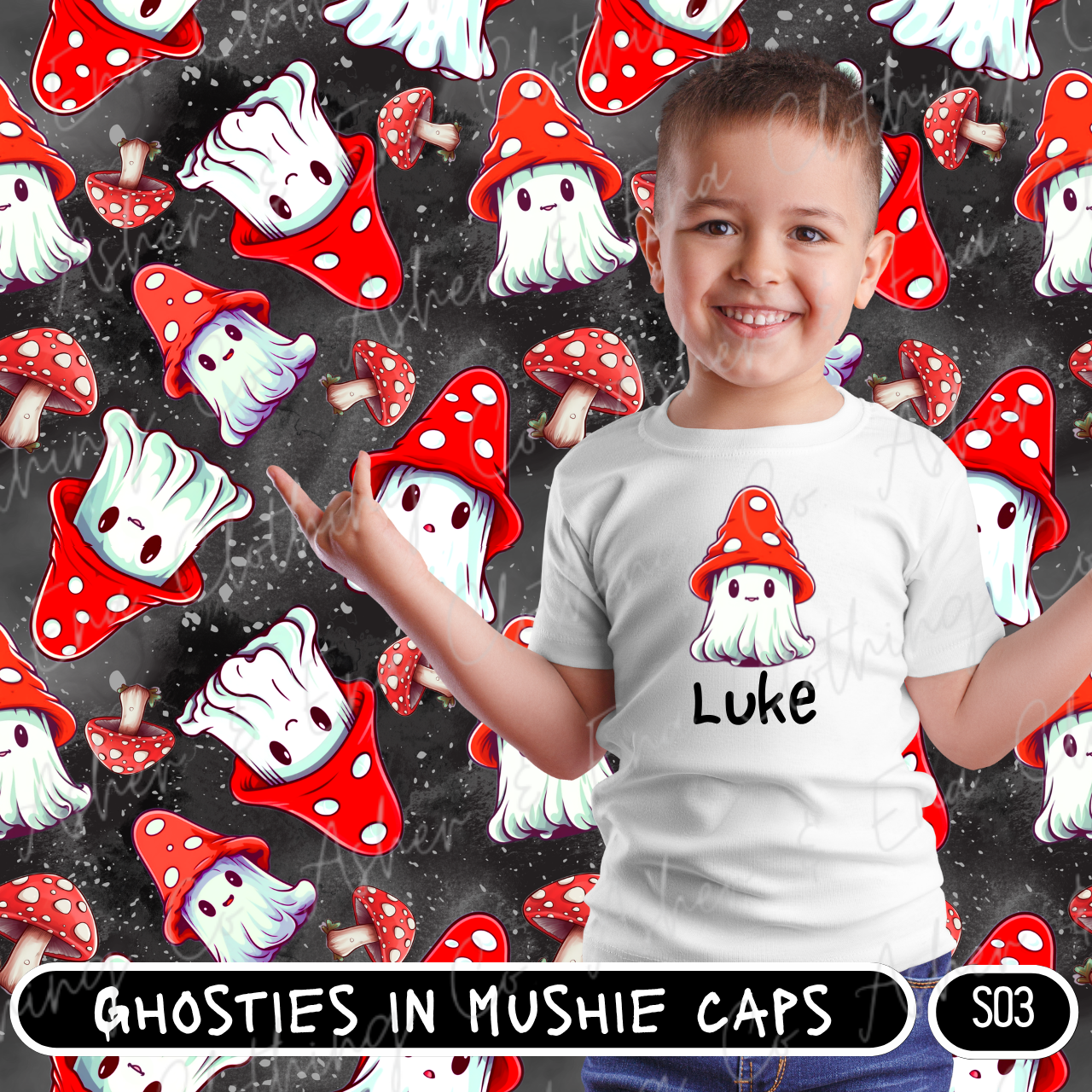 Ghosties In Mushie Caps Tee & Bottom Set