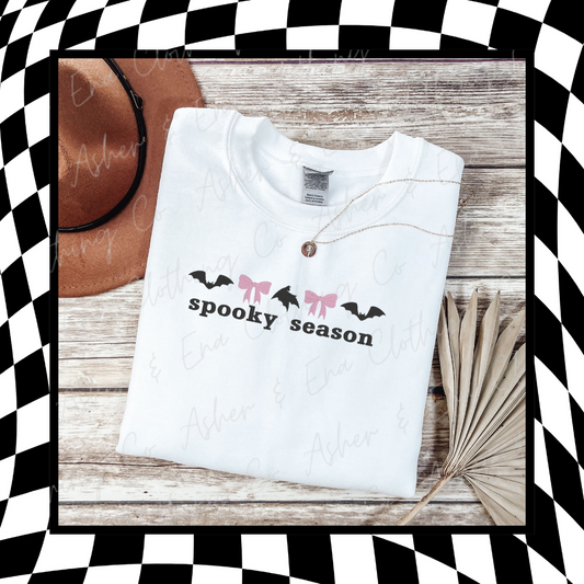 Embroidered Spooky Season Tee Or Crewneck