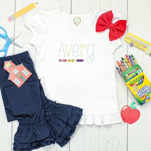 Embroidered Name with Crayons