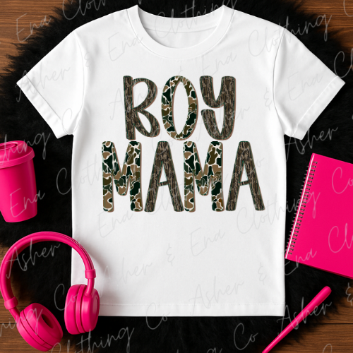 Camo Letters Boy Mama Graphic Tee