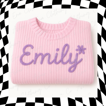 Hand Embroidered Name Sweater