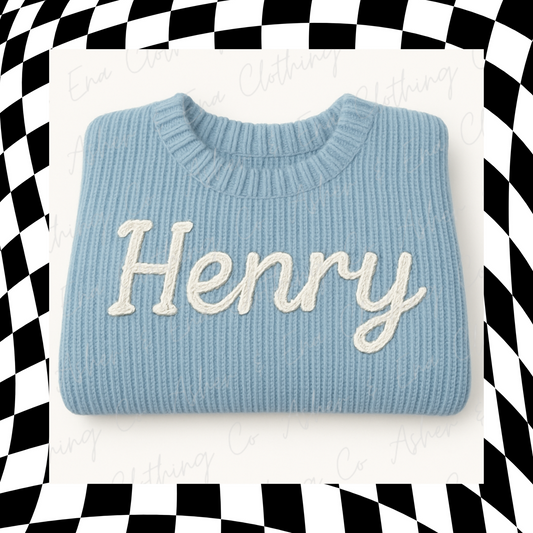 Hand Embroidered Name Sweater