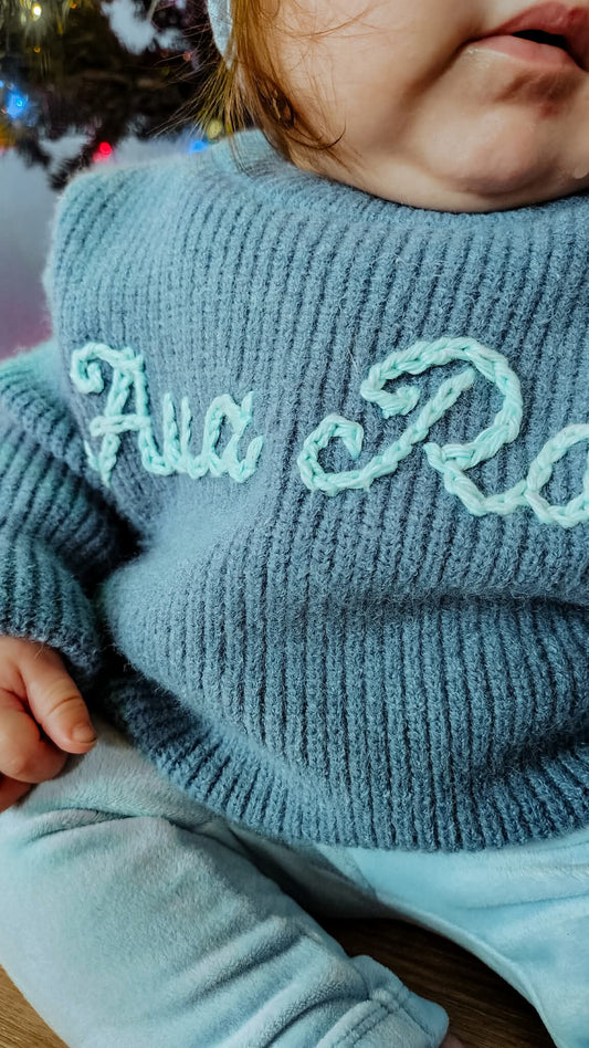 Hand Embroidered Name Sweater