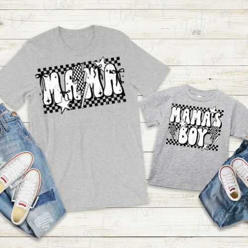 Mama's Boy Black & White Checkers Graphic Tee