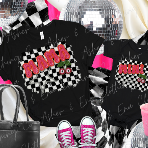 Mama Checkered Cherries Graphic Tee