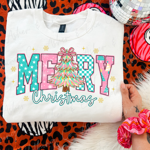Pastel Merry Christmas Graphic Tee