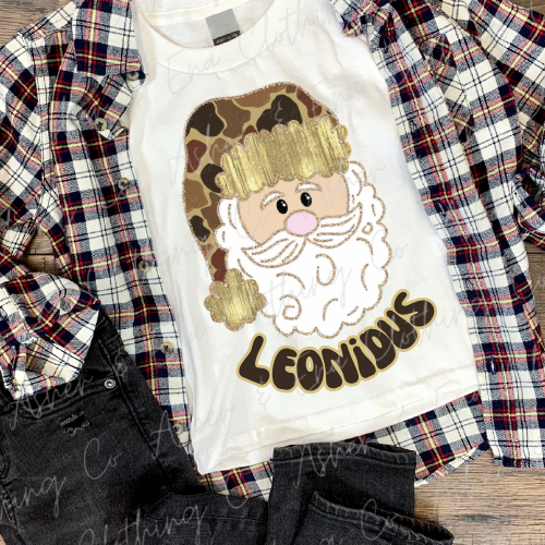 Camo & Gold Santa Name Graphic Tee