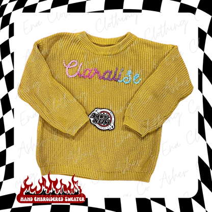 Hand Embroidered Name Sweater