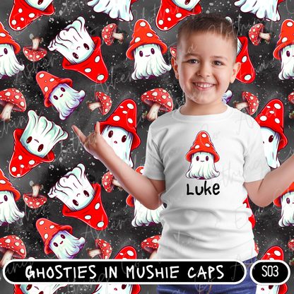 Ghosties In Mushie Caps Tee & Bottom Set