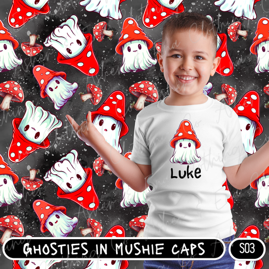 Ghosties In Mushie Caps Tee & Bottom Set