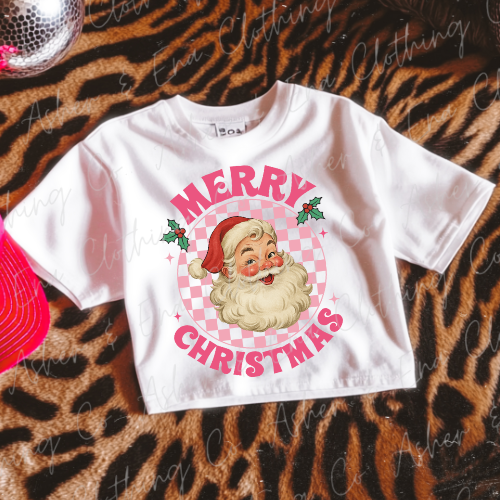 Pink Merry Christmas Santa Graphic Tee