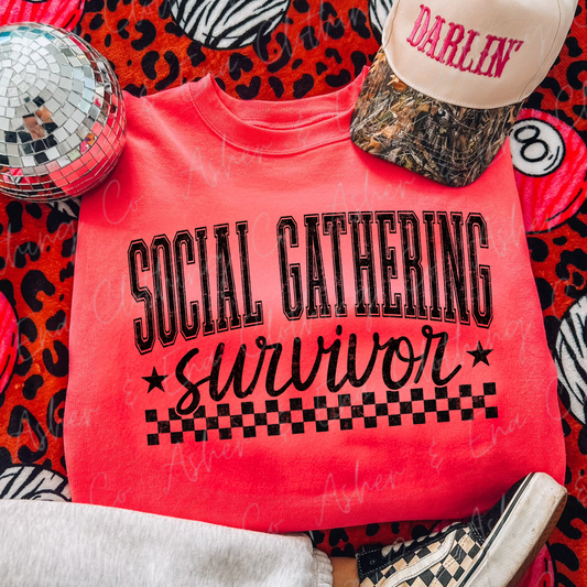 Social Gathering Survivor Graphic Tee, Crewneck, or Hoodie